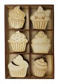 ZESTAW CUPCAKE 30szt 5cm ozdoby drewniane