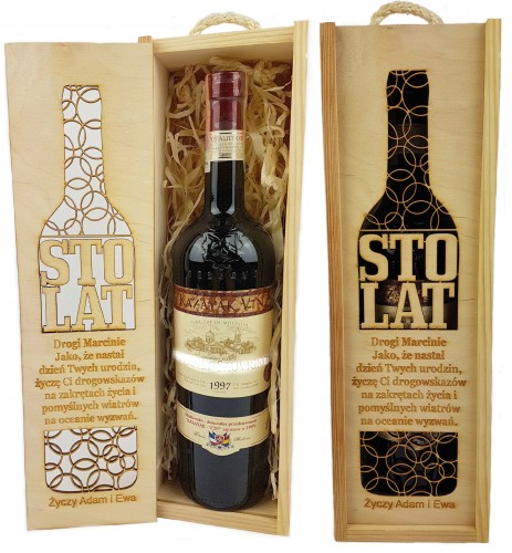 Skrzynka na Wino Pudełko Prezent Grawer decoupage