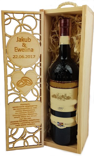 Drewniane Pudełko na Wino Skrzynka z grawerem Ślub wesele 