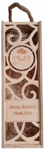 Drewniana Skrzynka na Wino alkohol Pudełko Grawer