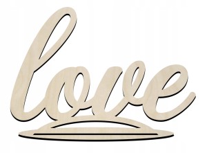 Drewniany napis Love na ślub wesele na podstawce na stół dekoracja