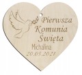 Drewniana etykieta na butelkę Komunia Święta Chrzest zawieszka
