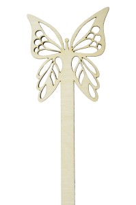 Drewniany motyl ażurowy na patyku 3 EKO 10cm