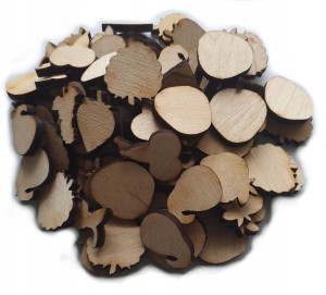 Zestaw Owoce 100szt 2cm drewniane na koszyk malina