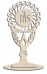 Statuetka IHS Pamiątka Pierwszej Komunii Świętej kielich z napisem