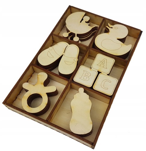 ZESTAW BABY 30szt 5cm ozdoby drewniane dziecko