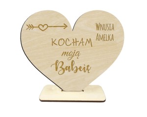 Laurka Serce na podstawce życzenia Dzień Babci