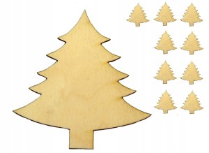 Choinki Drewniane święta Decoupage 10szt EKO 5cm