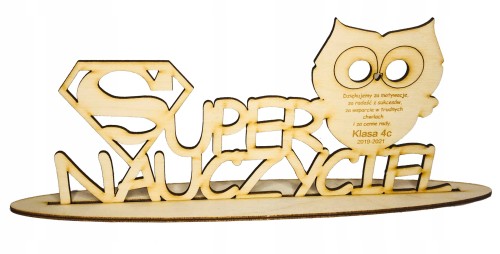 Podziękowanie na podstawce Super Nauczyciel prezent na zakończenie roku