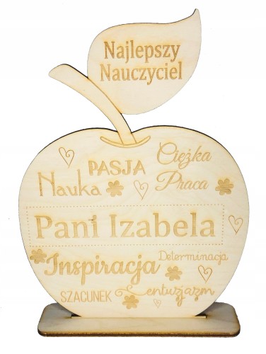 Jabłuszko stojące na dzień nauczyciela zakończenie roku grawer 