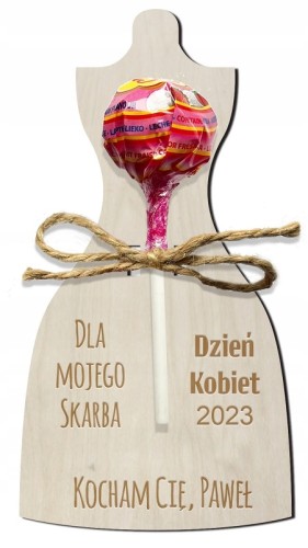 Prezent na lizaka z imieniem dziewczyny drewniany