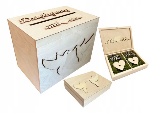 Pudełko drewniane rustykalne skrzynka na koperty ślub wesele 