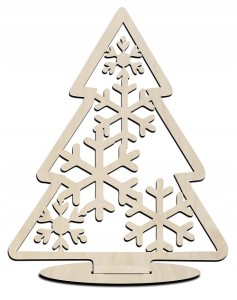 Drewniana Choinka na podstawce decoupage 3d