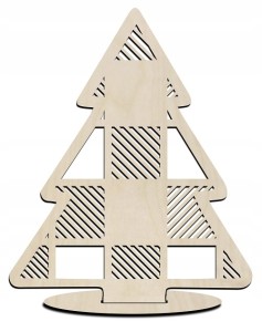 Choinka drewniany decoupage na podstawce 15cm