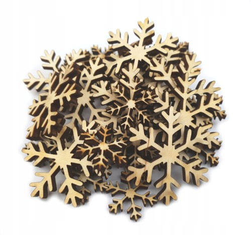 DREWNIANE ŚNIEŻYNKI 36szt 24x2cm i 12x3,5cm Święta