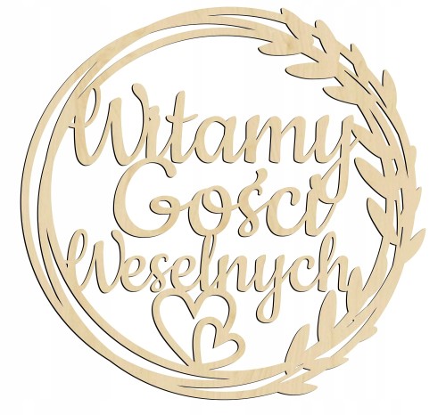 Drewniana obręcz 50cm na ślub wesele Dom Panny Młodej Koło z imionami