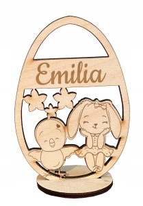 Jajko na podstawce z grawerem imienia Wielkanoc dekoracja na stół