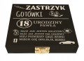 Zastrzyk gotówki prezent na urodziny pudełko i grawer 18 30 40 50 60