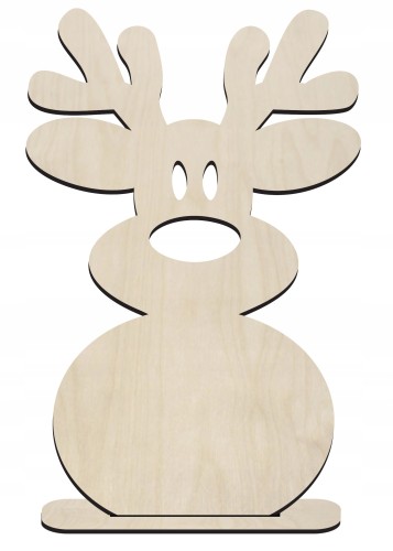Drewniany renifer, łoś na podstawce 19cm ozdoba świąteczna decoupage baza