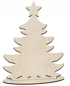 Drewniana choinka na podstawce 24cm decoupage ozdoba Boże Narodzenie święta