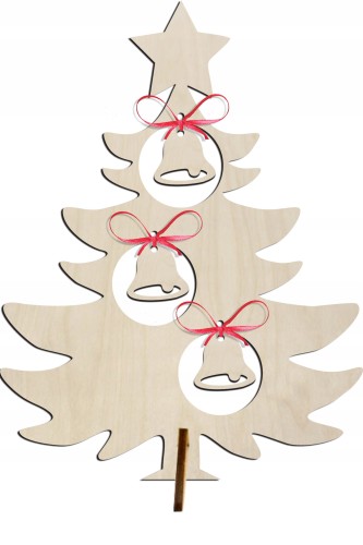 Ozdoba na Boże Narodzenie choinka na podstawce święta stojak z dzwoneczkami