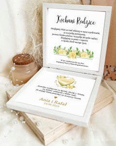 Złote podziękowanie dla rodziców życzenia ślub