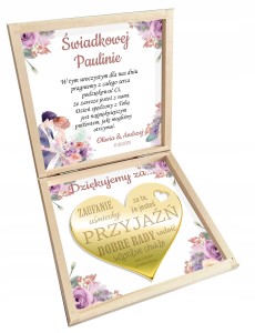 Pudełko skrzynka podziękowanie dla świadkowej świadka na prezent ślub