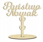 Napis drewniany na stół na podstawce Para Młoda Nazwisko wesele ślub