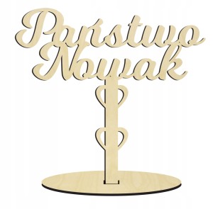 Napis drewniany na stół na podstawce Para Młoda Nazwisko wesele ślub