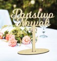 Napis drewniany na stół na podstawce Para Młoda Nazwisko wesele ślub