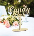 Napis drewniany na podstawce dla Pary Młodej wesele ślub Candy Bar