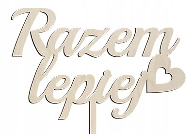 Drewniany topper na tort wesele Para Młoda ślub napis dekor