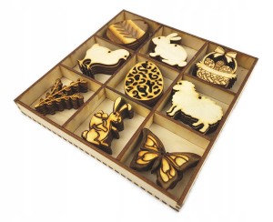 ZESTAW WIELKANOC 45szt 7,5cm Jajko Królik Kosz Kura dekoracje