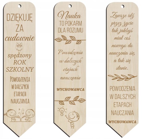 Zakończenie roku drewniana zakładka do książki na prezent grawer