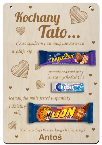 Prezent na DZIEŃ TATY OJCA dyplom tabliczka batony
