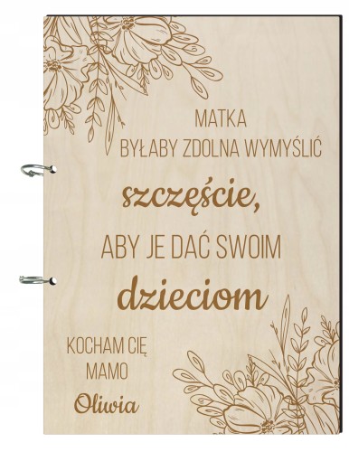 Drewniany album na zdjęcia Dzień Mamy prezent dla Matki z grawerem