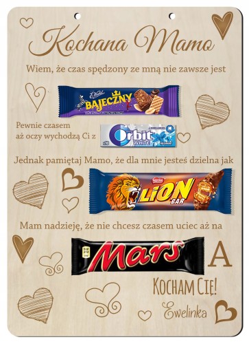 Tabliczka na Dzień Matki prezent na słodycze dyplom dla Mamy grawer