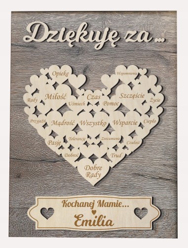 Podziękowanie dla Mamy ramka 3d na prezent obraz z grawerem zestaw