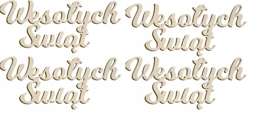 Drewniany napis 4 szt. Wesołych Świąt święta ozdoba stroik Boże Narodzenie