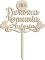 Topper na tort Pierwsza Komunia Święta dekoracja z imieniem napis