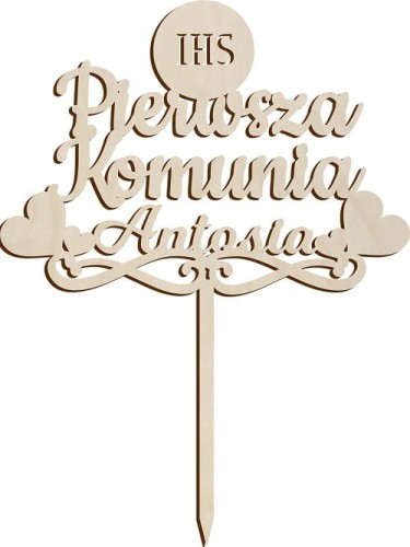 Topper na tort Pierwsza Komunia Święta dekoracja z imieniem napis