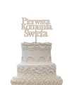 Ozdoba na tort Topper Pierwsza Komunia Święta z napisem imię