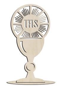 Pamiątka Pierwszej Komunii Świętej IHS statuetka z napisem kielich