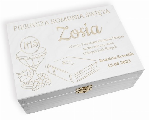 Pudełko Komunijne na prezent pamiątka GRAWER Pierwsza Komunia Święta