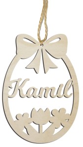 Jajko z imieniem Wielkanoc Bombka ozdoba wielkanocna zawieszka sznurek