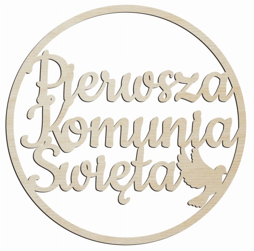 Obręcz drewniana Pierwsza Komunia Święta koło napis wianek ze sklejki 50cm