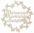 Obręcz Pierwsza Komunia Święta dekoracja na ścianę wianek ze sklejki 50cm