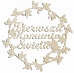 Obręcz Pierwsza Komunia Święta dekoracja na ścianę wianek ze sklejki 50cm