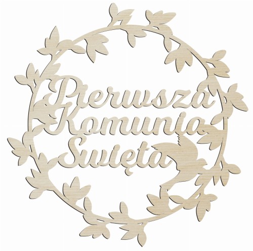 Obręcz Pierwsza Komunia Święta dekoracja na ścianę wianek ze sklejki 50cm