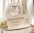 Drewniane serce na podstawce prezent na Dzień Mamy grawer życzeń